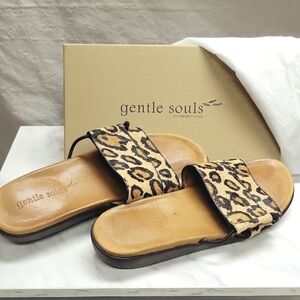 Gentle Souls By Kenneth Cole Tan and Black Leopard Sandals